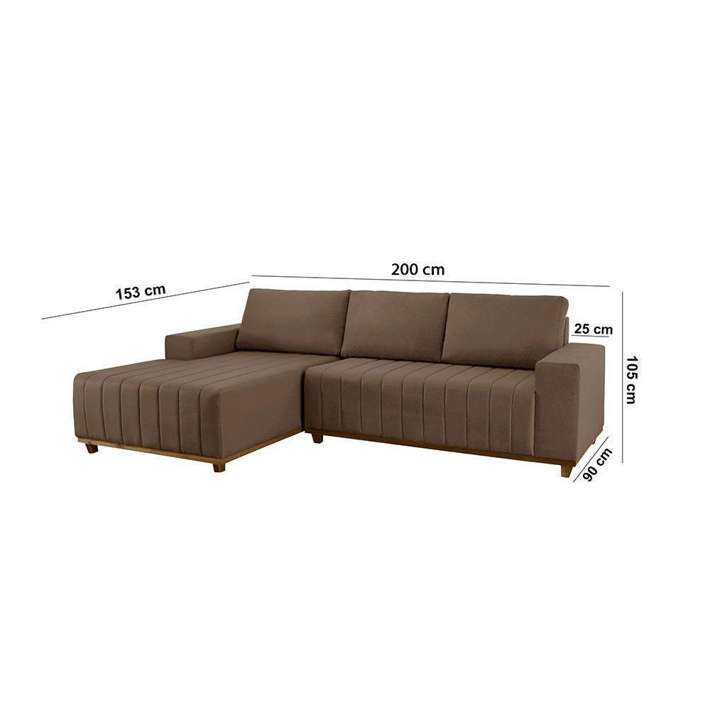 Sofá Boreal De 200cm B25 Chaise Lado Direito Meu Sofá Online B016 Veludo Marrom - 6