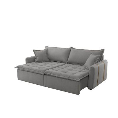 Sofá Cama Linho Em Madeira Eucalipto 240cm Meu Sofá Online A230 Linho Cinza