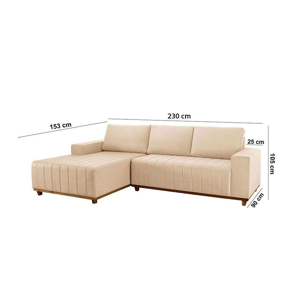 Sofá Boreal De 230cm B25 Chaise Lado Direito Meu Sofá Online A294 Linho Creme - 4