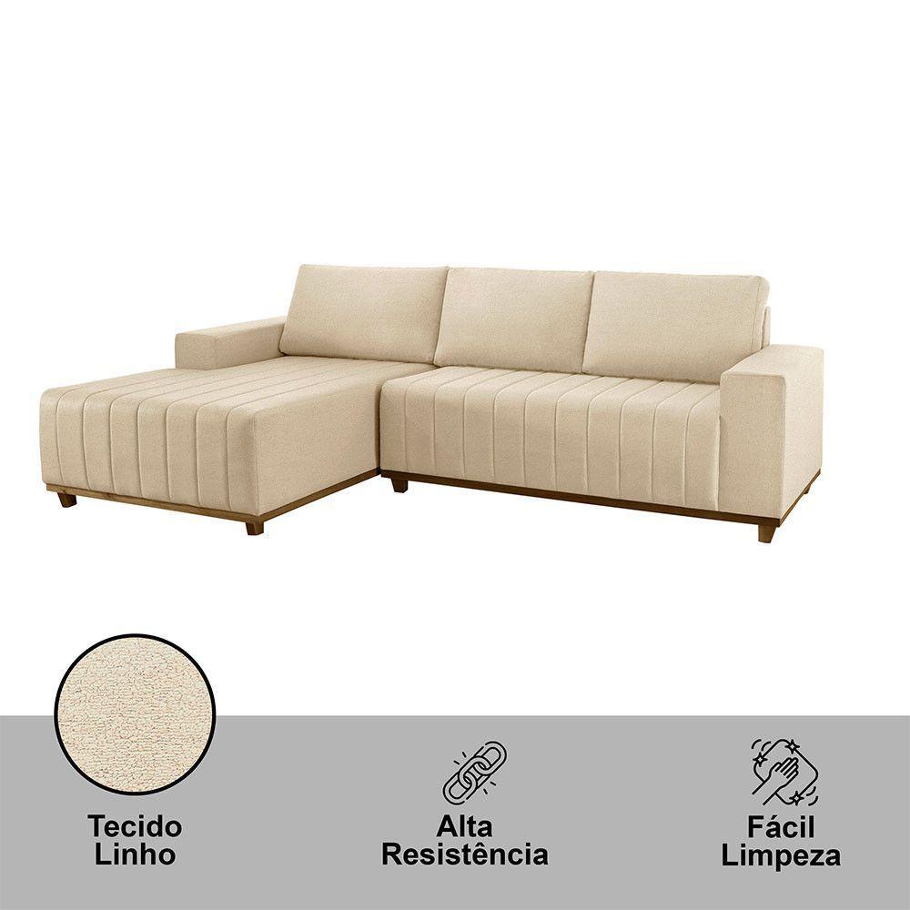 Sofá Boreal De 230cm B25 Chaise Lado Direito Meu Sofá Online A294 Linho Creme - 5