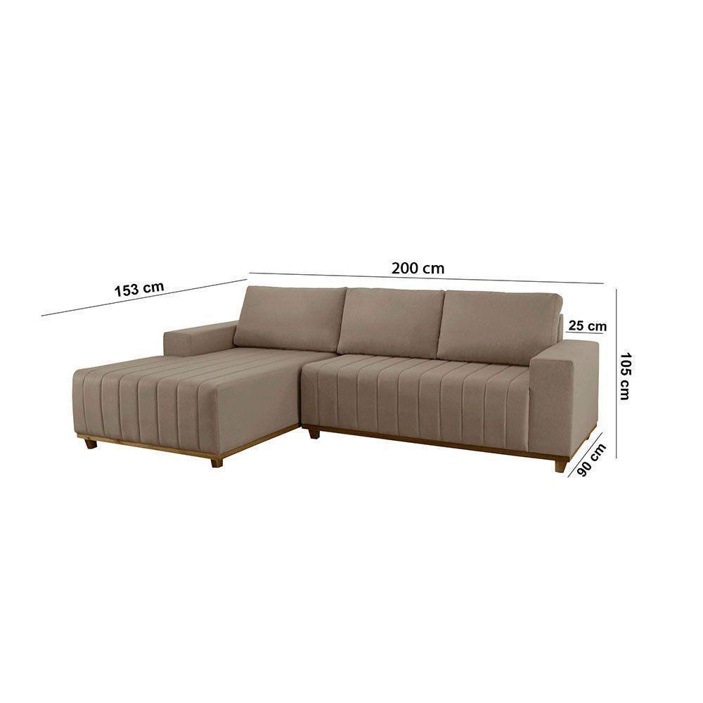 Sofá Boreal De 200cm B25 Chaise Lado Direito Meu Sofá Online B002 Veludo Capuccino - 4