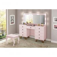 Penteadeira Camarim Mila Rosê Com Espelho E Banqueta - 1