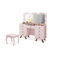 Penteadeira Camarim Mila Rosê Com Espelho E Banqueta - 2