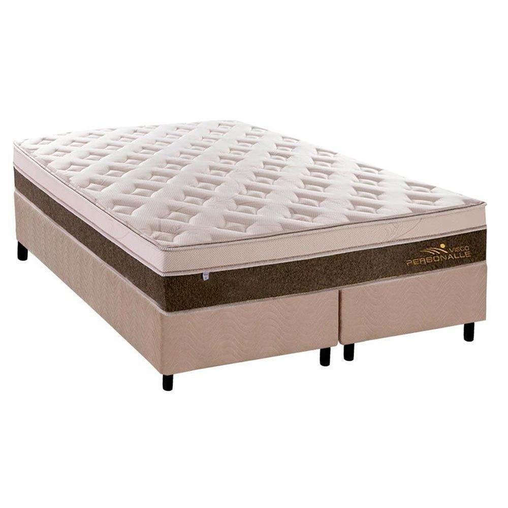 Cama Box Queen: Colchão Molas MasterPocket Ensacadas Plumatex   Personalle + Base CRC Suede Bege(158x198) - 1