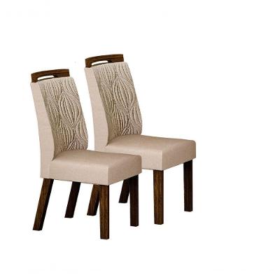 Kit 02 Cadeiras Sala De Jantar Ilheus Mdf Moveis Leifer Braúna,joli Palha