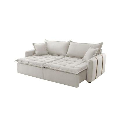 Sofá Cama Linho Em Madeira Eucalipto 240cm Meu Sofá Online A302 Linho Branco