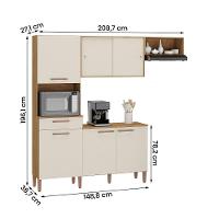 Armario Cozinha Com Balcão Pop Com 6 Portas E 1 Gaveta Canelato/off White - 4