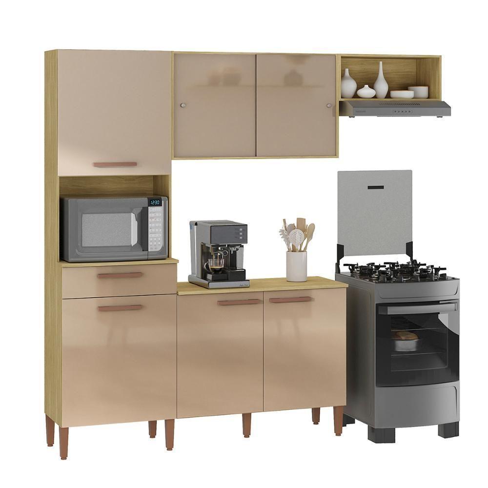 Armario Cozinha Com Balcão Pop Com 6 Portas E 1 Gaveta Wood Madeirado/reflecta - 1