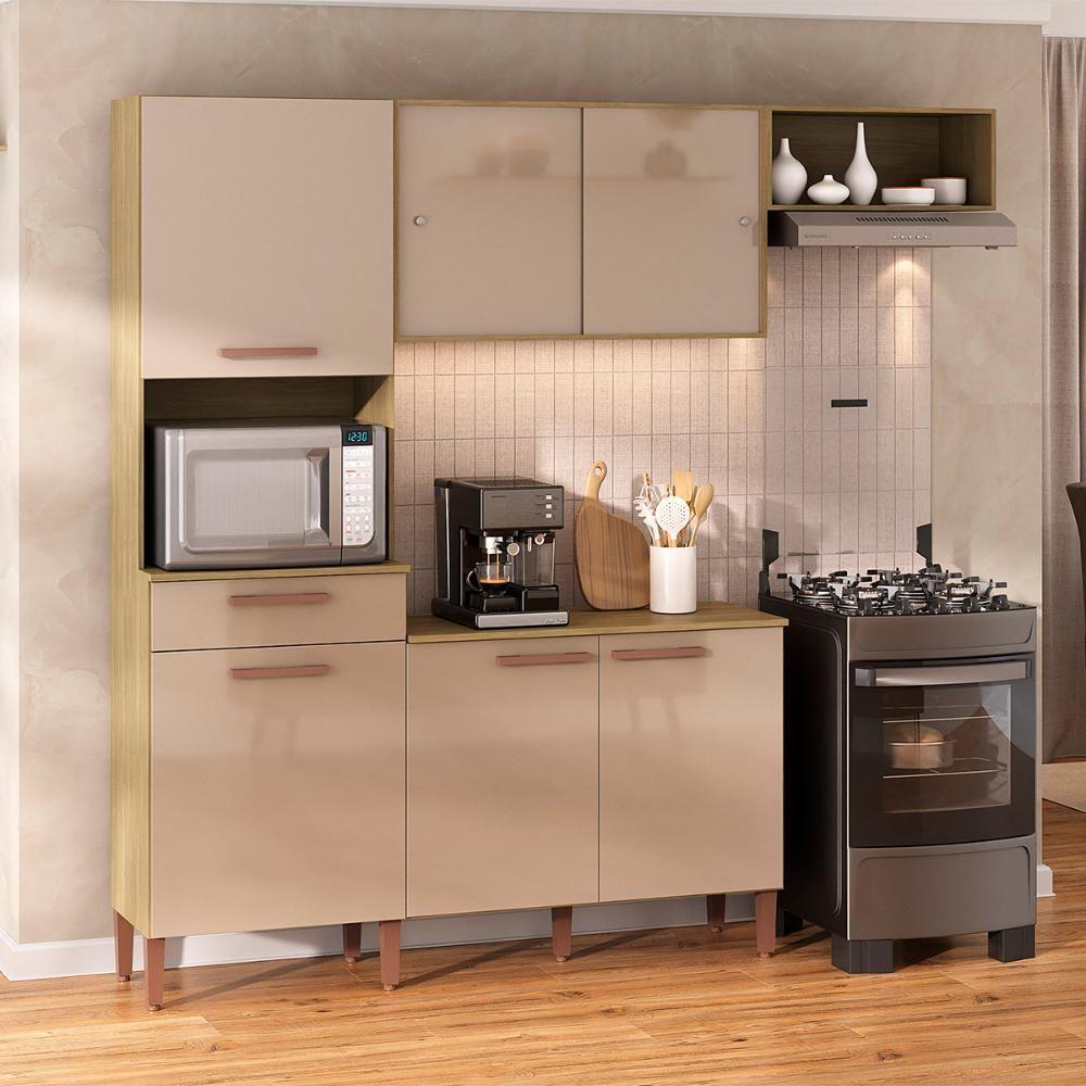 Armario Cozinha Com Balcão Pop Com 6 Portas E 1 Gaveta Wood Madeirado/reflecta - 2