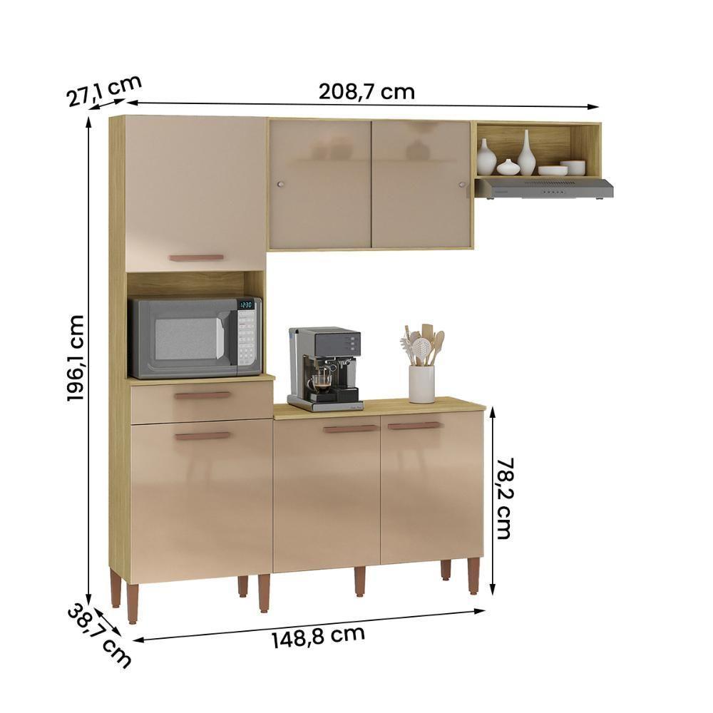Armario Cozinha Com Balcão Pop Com 6 Portas E 1 Gaveta Wood Madeirado/reflecta - 4