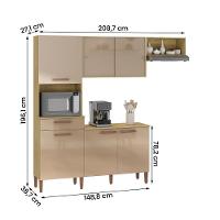 Armario Cozinha Com Balcão Pop Com 6 Portas E 1 Gaveta Wood Madeirado/reflecta - 4