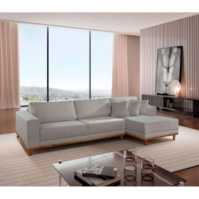 Sofá Cronos Linho 4lug Chaise Lado Direito Meu Sofá Online A230 Linho Cinza