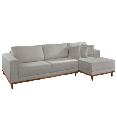 Sofá Cronos Linho 4lug Chaise Lado Direito Meu Sofá Online A230 Linho Cinza