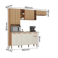 Armario Cozinha Com Balcão Ravena Com 10 Portas E 1 Gaveta Canelato+3d Canelato/off White - 4