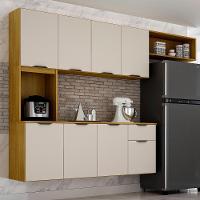 Armario De Cozinha Nara Compacta 8 Portas Com 1 Gaveta 193cm Cinamomo/off White - 2