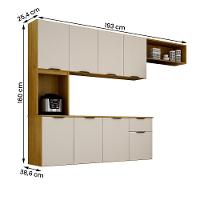 Armario De Cozinha Nara Compacta 8 Portas Com 1 Gaveta 193cm Cinamomo/off White - 4