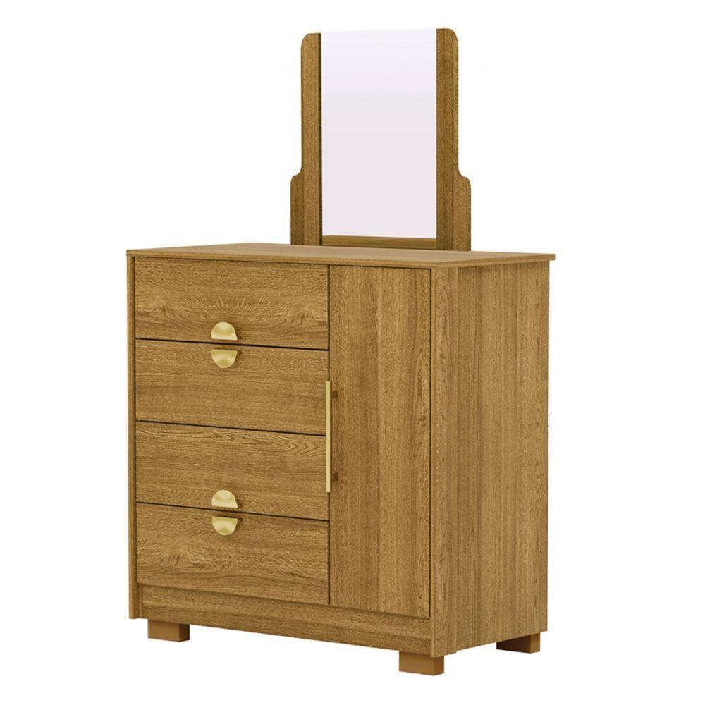 Comoda Com Espelho 4 Gavetas 1 Porta 93 Cm Bel Vlr Nature - 1