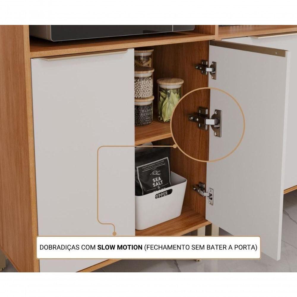 Torre Quente 100% MDF 70cm 4 Portas 1 Nicho Para Forno Divina Mgm Móveis Freijó/off White Cinamomo/Branco - 5