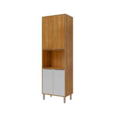 Torre Quente 100% MDF 70cm 4 Portas 1 Nicho Para Forno Divina Mgm Móveis Freijó/off White Cinamomo/Branco