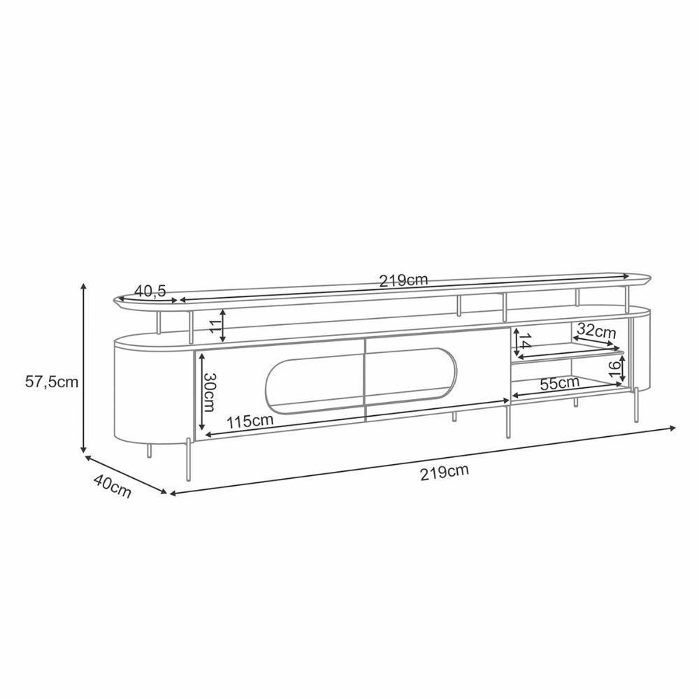 Rack Bancada Aria Led Para Tv Até 85” Polegadas Pés Em Aço Off White/cinamomo - 4