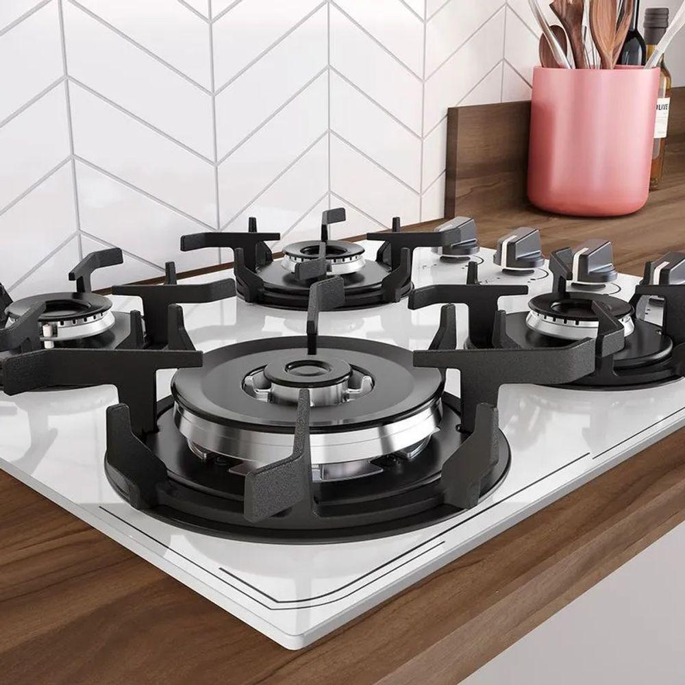 Cooktop Tripla Chama Itamaster 4 Bocas Vidro Branco Bivolt - 2