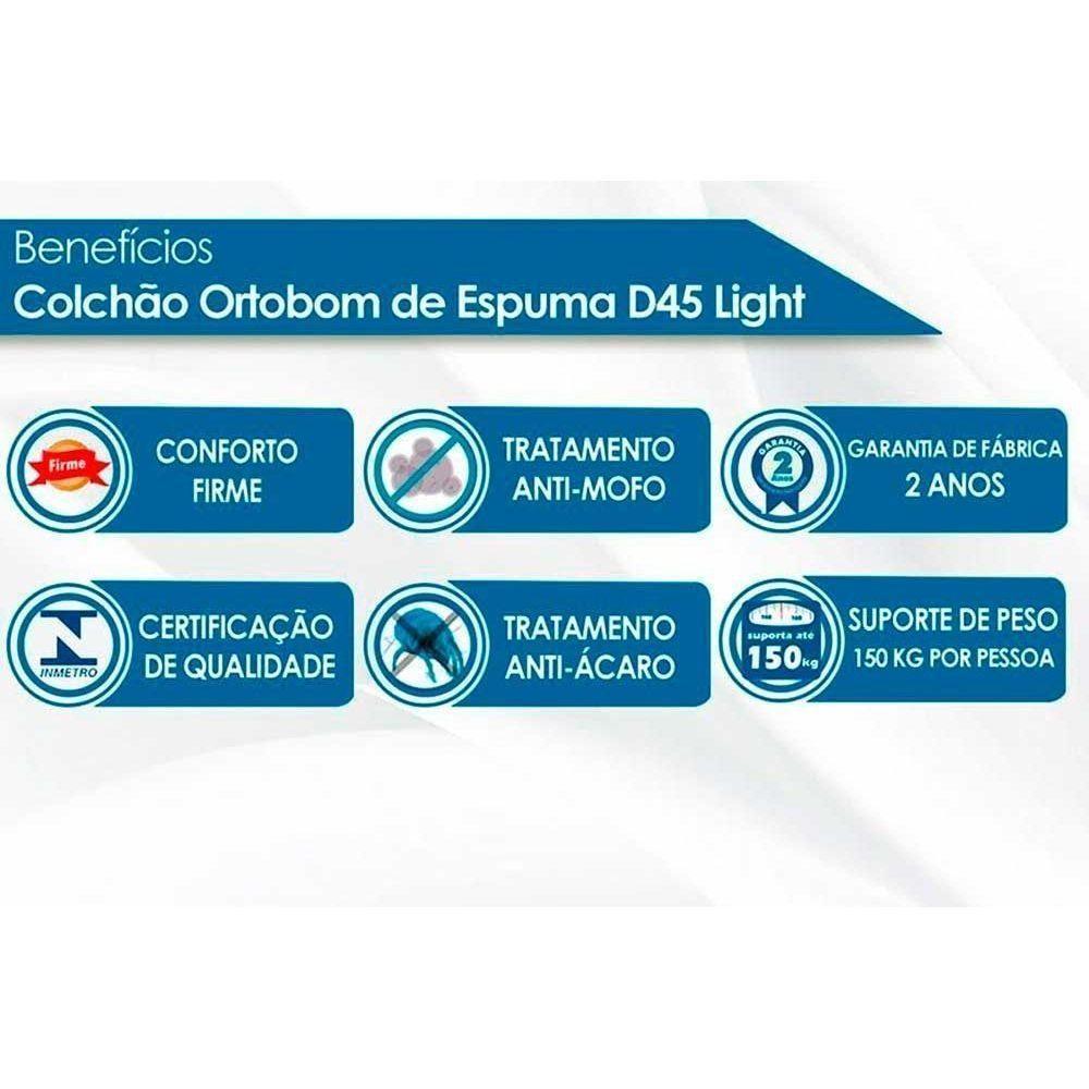 Cama Box Queen: Colchão Espuma D45 Ortobom Light Ortopilow + Base CRC Suede Clean(158x198) - 2