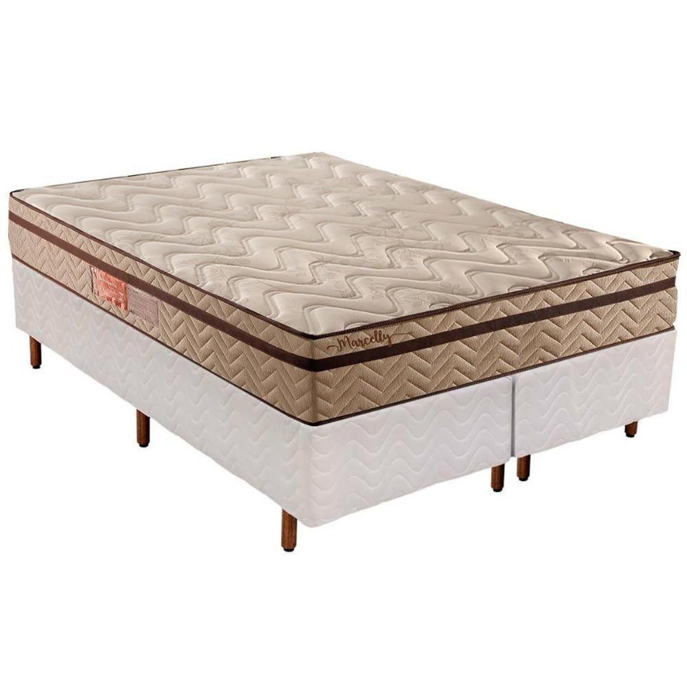 Cama Box Queen: Colchão Molas Paropas MasterPocket Ensacadas Marcelly Ibiza + Base CRC Courano Branco(158x198) - 1