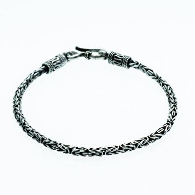 Bracelete Pulseira Masculina Bali Ponto Peruano Prata 925 - 21cm