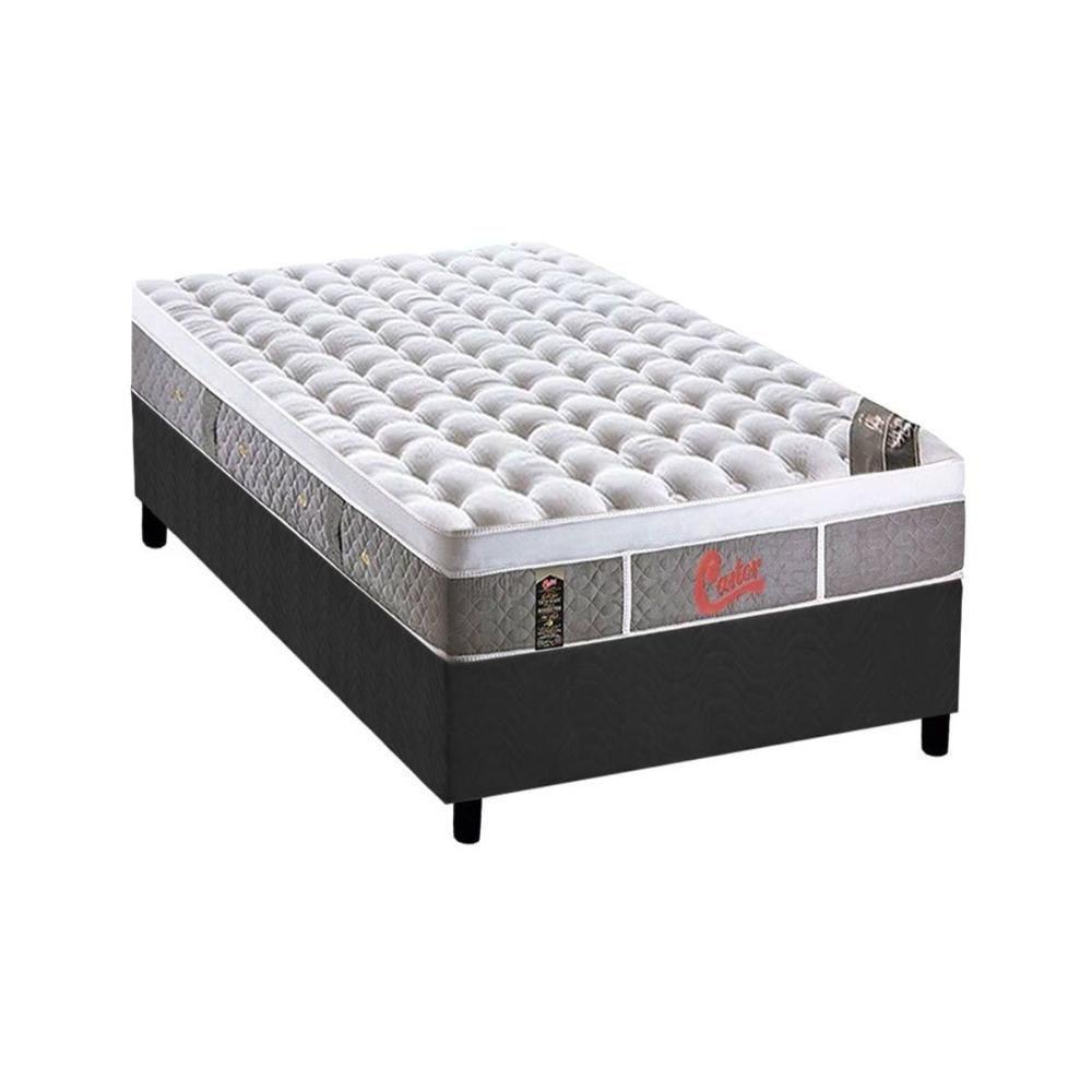 Cama Box Solteiro: Colchão Molas Ensacadas Castor Pocket Light Stress Oxygen New Plush + Base CRC Suede Gray(88x188) - 1