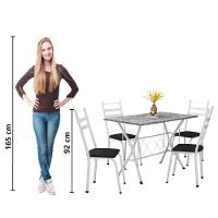 Conjunto De Mesa Sala De Jantar Leia 1,20m Com 4 Cadeiras Granito Tubular Artefamol Branco / Preto - 3