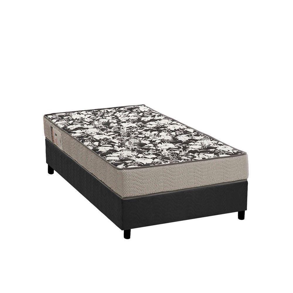 Cama Box Solteiro: Colchão Espuma Ortobom Physical Ultra Resistente + Base CRC Camurça Gray(88x188) - 1