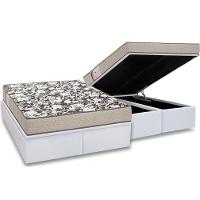 Cama Box Baú Queen: Colchão Espuma Ortobom D26 Physical Ultra Resistente + Base CRC Courano White(158x198) - 1