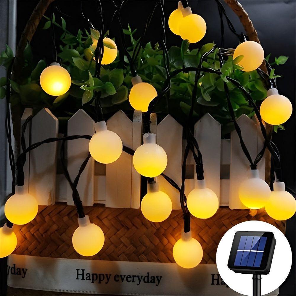 Cordão Leds Solar Lâmpadas Luzes Bolinhas Amarela Natal 5m - 3