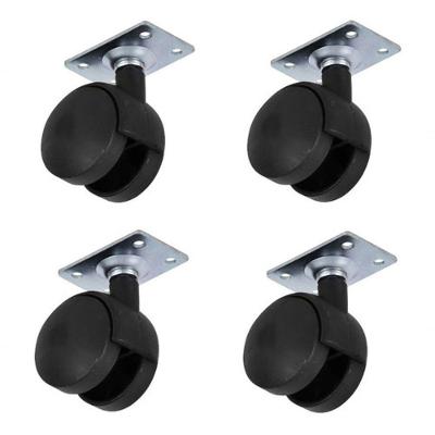 Kit Com 4 Rodízios Giratório C/ Chapa Móveis Puff Mesa Rd38 Super Resistentes