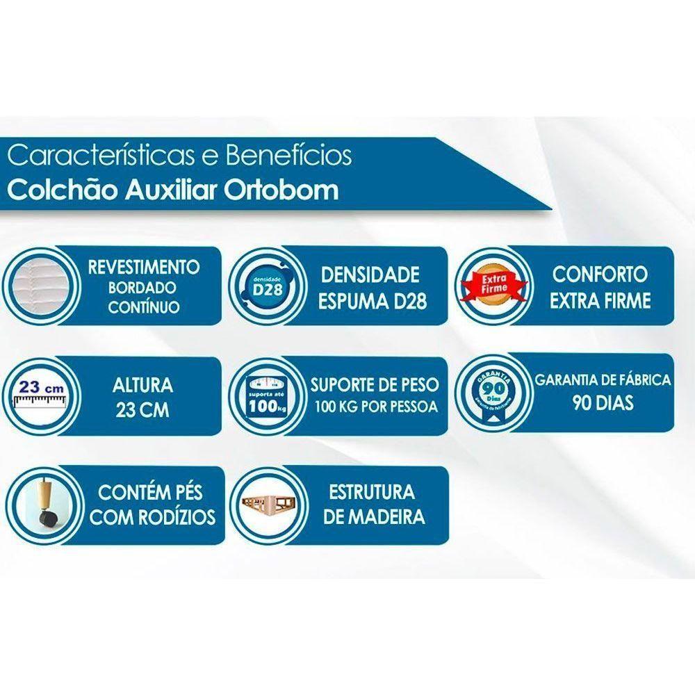 Cama Box Baú c/Auxiliar Solteiro: Colchão Molas Herval Maxspring American + Base CRC Courano Branco(88x188) - 2