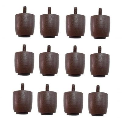 Kit 12 Pés Para Cama Box Baú Queen Ou King Jr Marrom 4cm Altura Madeira Maciça