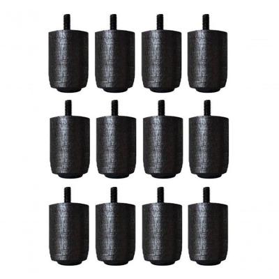 Kit 12 Pés Para Cama Box Ou Baú Queen Ou King Size P63 Preto Madeira Maciça