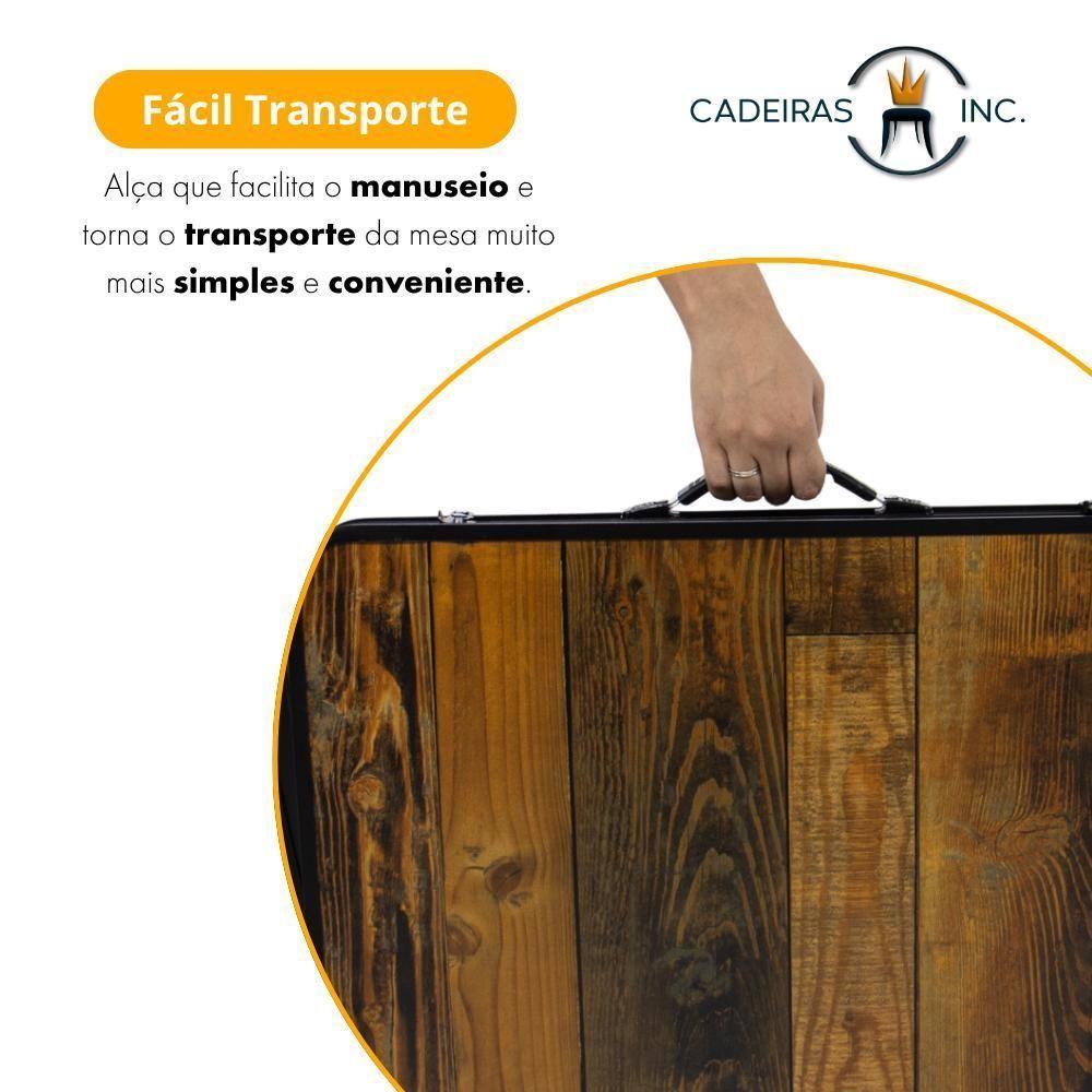 Kit Mesa Dobrável Portátil Que Vira Maleta Para Camping Praia Leve Alumínio 120cm Madeira + 4 Banquinhos Dobráveis - 6