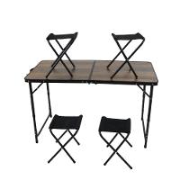 Kit Mesa Dobrável Portátil Que Vira Maleta Para Camping Praia Leve Alumínio 120cm Madeira + 4 Banquinhos Dobráveis - 8