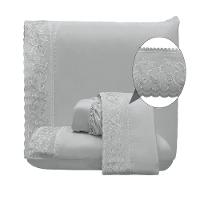 Jogo Lençol Queen Nuance Bordado Inglês 4pç 100% Poliéster - Cinza - 1