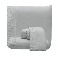 Jogo Lençol Queen Nuance Bordado Inglês 4pç 100% Poliéster - Cinza - 3