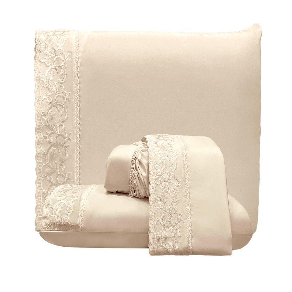 Jogo Lençol King Nuance Bordado Inglês 4pç 100% Poliéster - Perol - 3