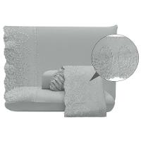 Jogo Lençol King Jade Bordado Inglês 4pç 100% Poliéster - Cinza - 1