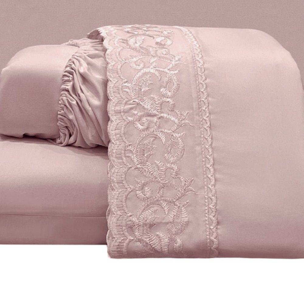 Jogo Lençol Queen Nuance Bordado Inglês 4pç 100% Poliéster - Malv - 2
