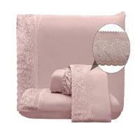 Jogo Lençol Queen Nuance Bordado Inglês 4pç 100% Poliéster - Malv - 1