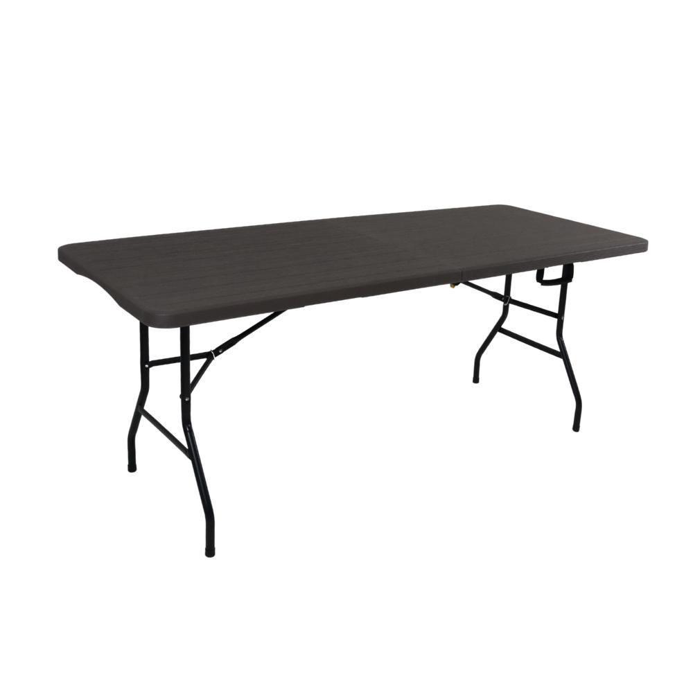 Mesa Dobrável Portátil Que Vira Maleta De Plástico Textura De Madeira 180 X 74 Cm - 3