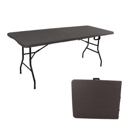 Mesa Dobrável Portátil Que Vira Maleta De Plástico Textura De Madeira 180 X 74 Cm