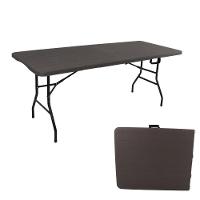 Mesa Dobrável Portátil Que Vira Maleta De Plástico Textura De Madeira 180 X 74 Cm - 1