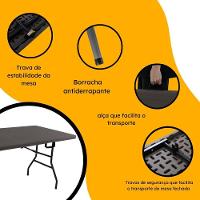 Mesa Dobrável Portátil Que Vira Maleta De Plástico Textura De Madeira 180 X 74 Cm - 2