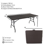 Mesa Dobrável Portátil Que Vira Maleta De Plástico Textura De Madeira 180 X 74 Cm - 7